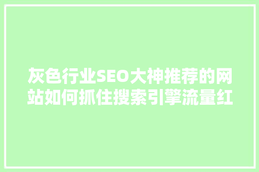 灰色行业SEO大神推荐的网站如何抓住搜索引擎流量红利