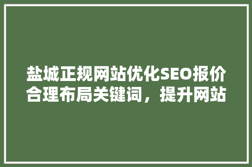 盐城正规网站优化SEO报价合理布局关键词，提升网站排名