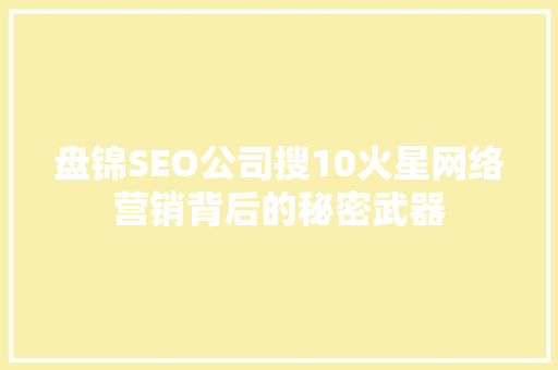 盘锦SEO公司搜10火星网络营销背后的秘密武器