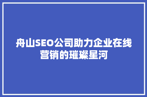 舟山SEO公司助力企业在线营销的璀璨星河