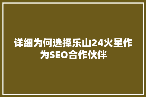 详细为何选择乐山24火星作为SEO合作伙伴