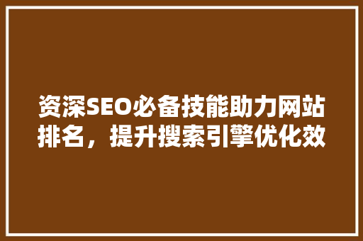 资深SEO必备技能助力网站排名，提升搜索引擎优化效果