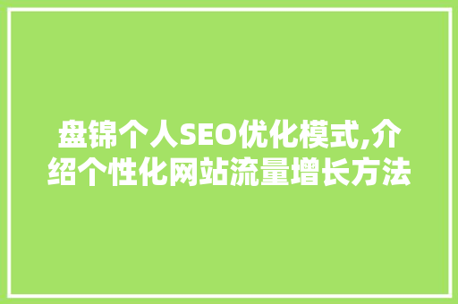 盘锦个人SEO优化模式,介绍个性化网站流量增长方法