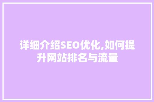 详细介绍SEO优化,如何提升网站排名与流量