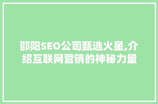 邵阳SEO公司甄选火星,介绍互联网营销的神秘力量