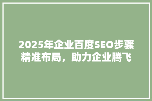 2025年企业百度SEO步骤精准布局，助力企业腾飞