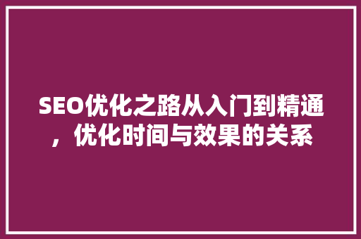 SEO优化之路从入门到精通，优化时间与效果的关系