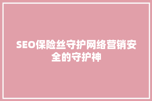SEO保险丝守护网络营销安全的守护神