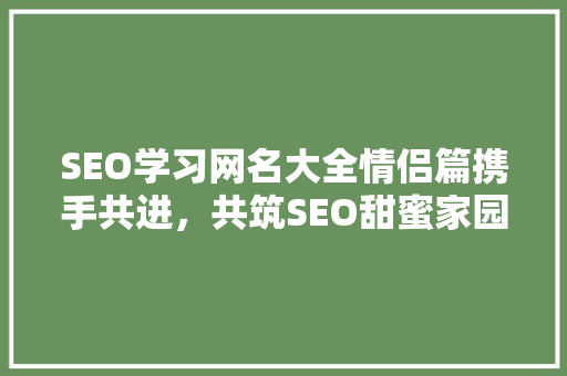 SEO学习网名大全情侣篇携手共进，共筑SEO甜蜜家园