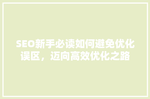 SEO新手必读如何避免优化误区，迈向高效优化之路