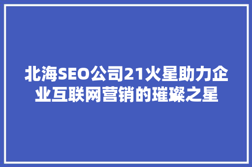 北海SEO公司21火星助力企业互联网营销的璀璨之星