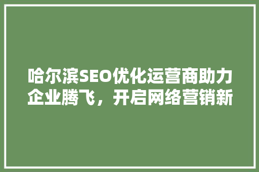 哈尔滨SEO优化运营商助力企业腾飞，开启网络营销新篇章  第1张