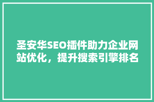 圣安华SEO插件助力企业网站优化，提升搜索引擎排名