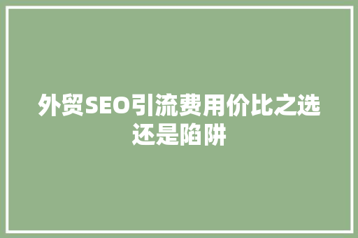 外贸SEO引流费用价比之选还是陷阱