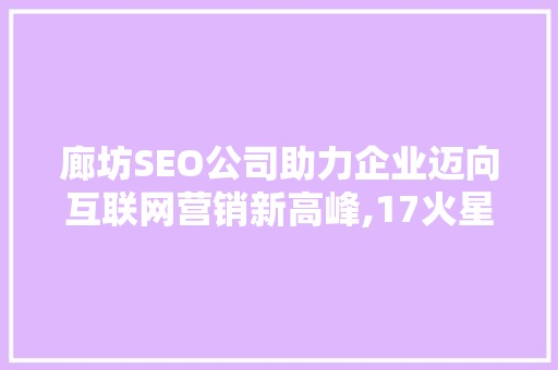 廊坊SEO公司助力企业迈向互联网营销新高峰,17火星详细
