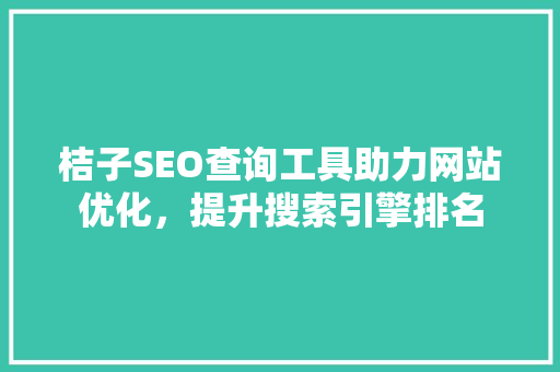 桔子SEO查询工具助力网站优化，提升搜索引擎排名