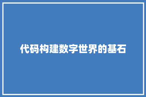 代码构建数字世界的基石