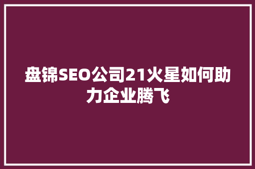 盘锦SEO公司21火星如何助力企业腾飞  第1张