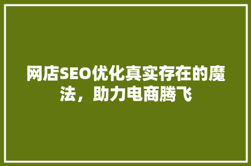 网店SEO优化真实存在的魔法，助力电商腾飞