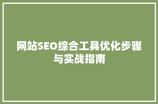 网站SEO综合工具优化步骤与实战指南  第1张