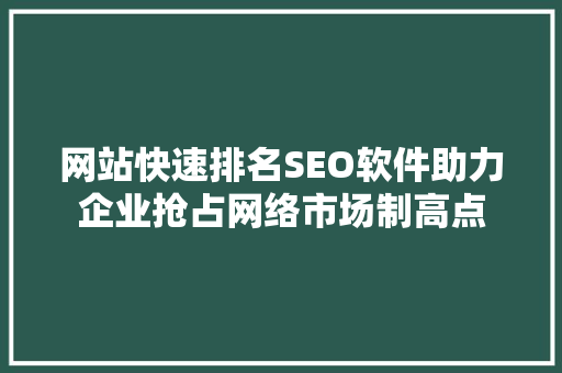 网站快速排名SEO软件助力企业抢占网络市场制高点  第1张