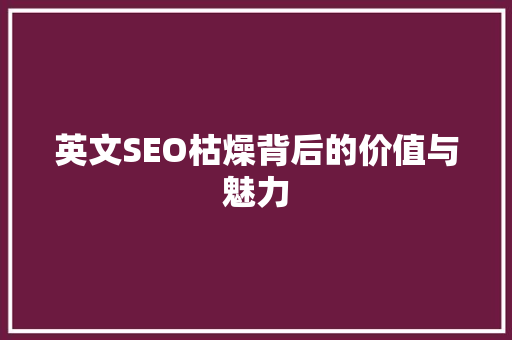 英文SEO枯燥背后的价值与魅力  第1张