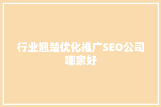 行业翘楚优化推广SEO公司哪家好