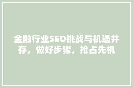 金融行业SEO挑战与机遇并存，做好步骤，抢占先机