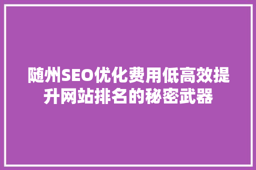 随州SEO优化费用低高效提升网站排名的秘密武器