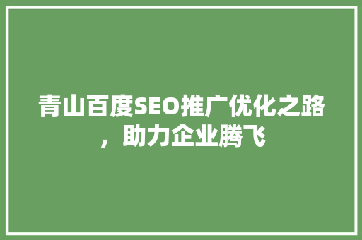 青山百度SEO推广优化之路，助力企业腾飞