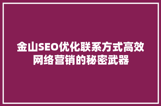 金山SEO优化联系方式高效网络营销的秘密武器