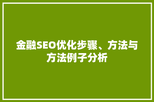 金融SEO优化步骤、方法与方法例子分析