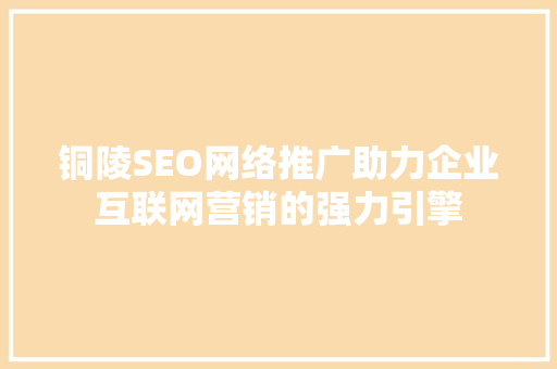 铜陵SEO网络推广助力企业互联网营销的强力引擎