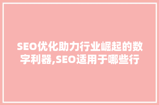 SEO优化助力行业崛起的数字利器,SEO适用于哪些行业