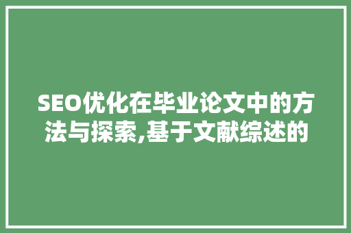 SEO优化在毕业论文中的方法与探索,基于文献综述的分析