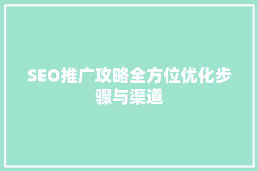 SEO推广攻略全方位优化步骤与渠道  第1张
