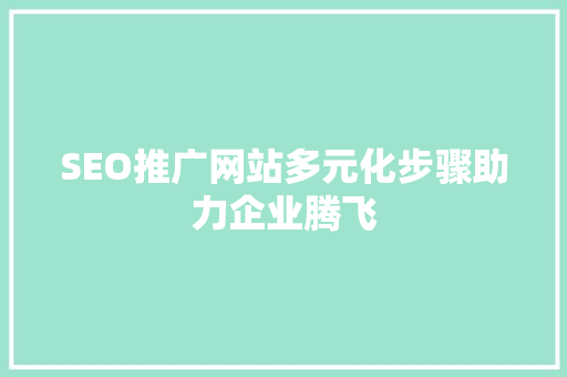 SEO推广网站多元化步骤助力企业腾飞
