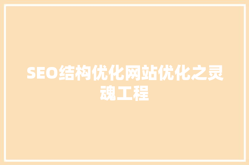 SEO结构优化网站优化之灵魂工程