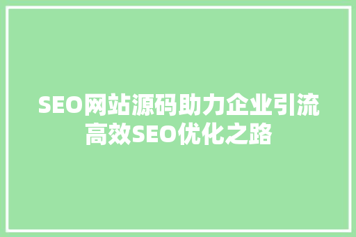 SEO网站源码助力企业引流高效SEO优化之路  第1张