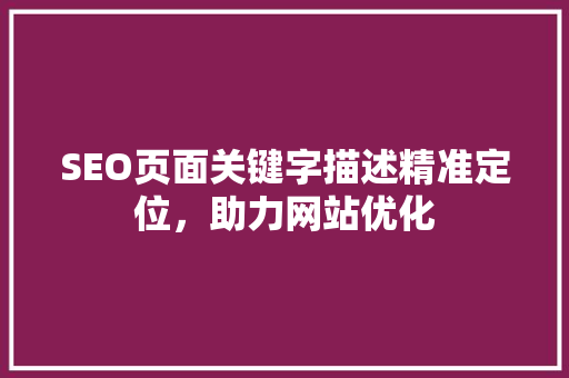 SEO页面关键字描述精准定位，助力网站优化