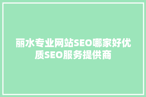 丽水专业网站SEO哪家好优质SEO服务提供商