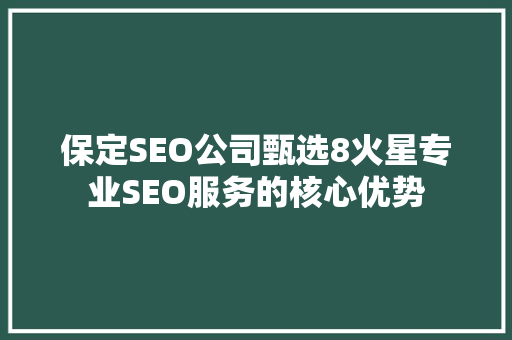 保定SEO公司甄选8火星专业SEO服务的核心优势