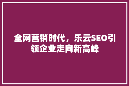 全网营销时代，乐云SEO引领企业走向新高峰  第1张