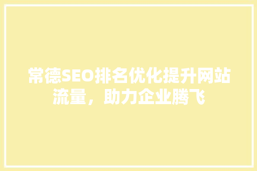 常德SEO排名优化提升网站流量，助力企业腾飞