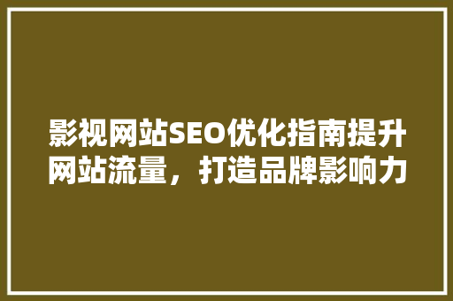 影视网站SEO优化指南提升网站流量，打造品牌影响力