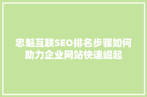 忠魁互联SEO排名步骤如何助力企业网站快速崛起