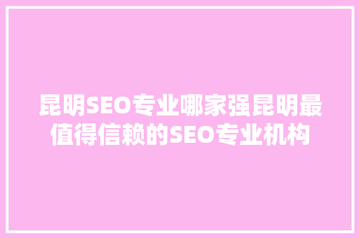 昆明SEO专业哪家强昆明最值得信赖的SEO专业机构