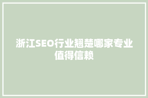 浙江SEO行业翘楚哪家专业值得信赖