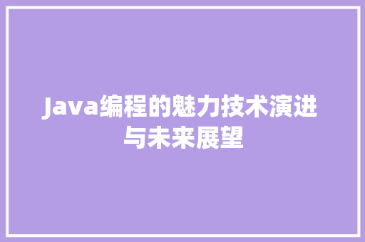 Java编程的魅力技术演进与未来展望