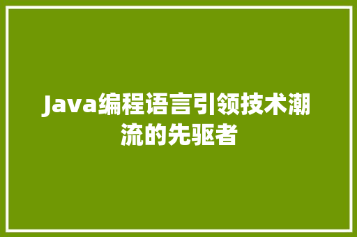 Java编程语言引领技术潮流的先驱者